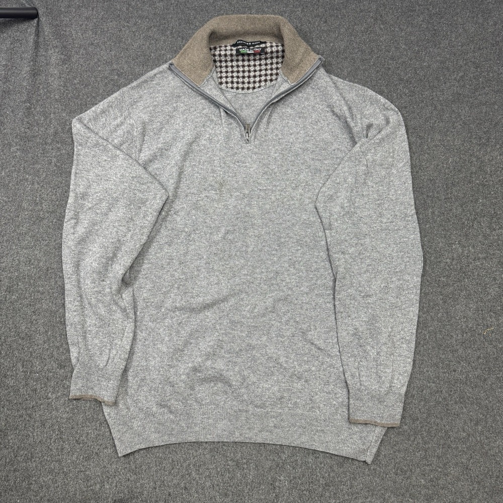Hammer Made Italy Wool Cashmere 1/4 Zip Sweater XXL Elbow Patch